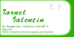 kornel valentin business card